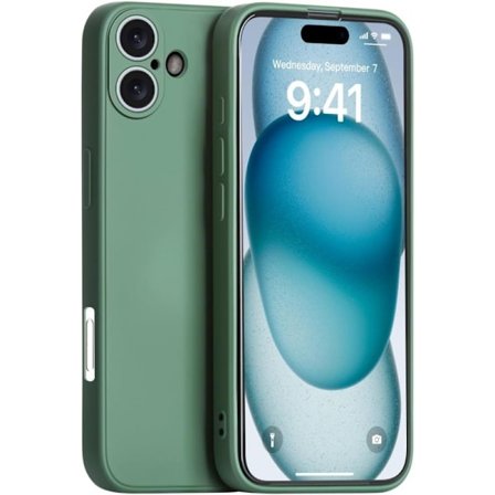 iPhone 16 Gummibelagd Mattgrönt Skal Kameraskydd Liquid - Grön