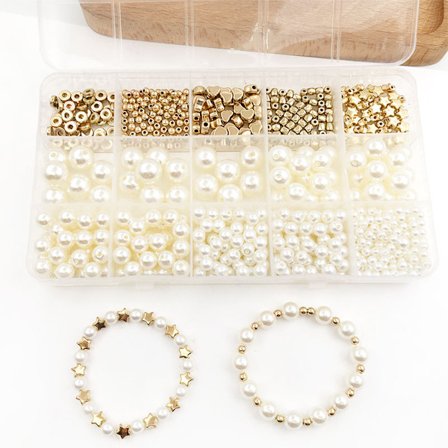 720 stk Hvide Runde Perler 4/6/8/10/12mm Runde Glasperler med 5 F