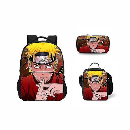 Naruto Primary And Secondary School Theme School Bag 3-piece Set Computer Bag Messenger Bag Pencil Case