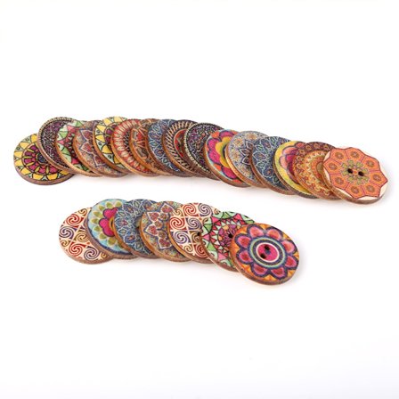 100 kpl sekoitettuja vintage-puunappeja, joissa on 2 reikää DIY-ompelukäsitöihin, koristeellinen 25 mm