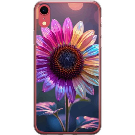 Kompatibelt Mobildeksel til Apple iPhone XR Irideserende blomst med glitrende kronblad i rosa lilla og gull mot myk bokeh bakgrunn