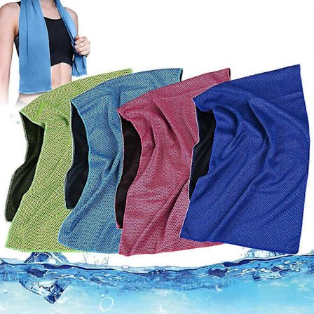 4-delt kjølehåndkle, treningshåndkle, kjølehåndkle for umiddelbar kjøling med 4 vanntette poser, mikrofiber sportshåndkle for camping, fotturer, yoga 