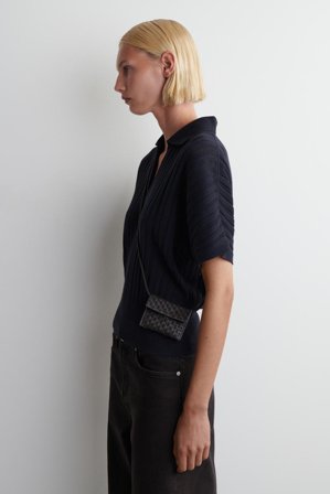 COS Women's Braided Leather Cardholder Wallet in Brown