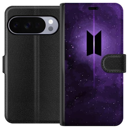 Kompatibelt Plånboksfodral till Google Google Pixel 10 Pro BTS-logga lila galax kpop armé affisch rymden stjärnhimmel koreansk musik band symbol ik