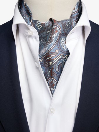 John Henric Men's Mittelblauer Seiden Krawattenschal Paisley Size Onesize