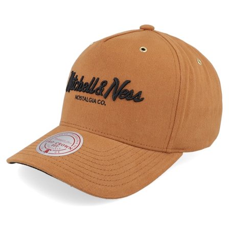 Mitchell & Ness - Trek Pinscript Pro Crown Brown A-Frame Adjustable Adjustable Brown Cap - @ Hatstore