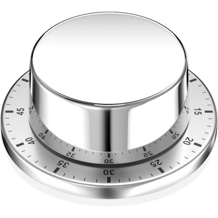 Mekanisk kjøkkentimer, adsorberbar magnetisk timer, gjenbrukbar vanntett rustfritt stål timer, 60 minutters nedtelling, egnet for kokte egg, matlaging