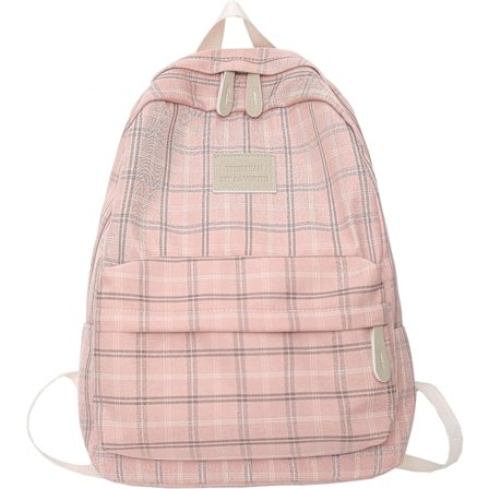 Ljus Academia Esteettinen Reppu Ruudullinen Preppy Reppu Teinitytöille Kirjalaukut Takaisin Kouluun Reppu Tarvikkeet (Lempeä Pinkki)