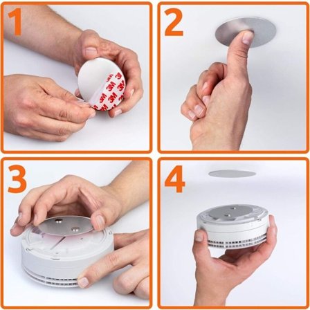 Magnetisk klæbeplade til røgalarm, 3 magnetiske klistermærker, opsætning uden boring eller skruer til alle røgalarmer og brandalarmer