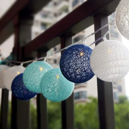 Bomuldskugle lyskæde - 3,1M 20 stk LED lyskæde - Bærbar indendørs LED lyskæde