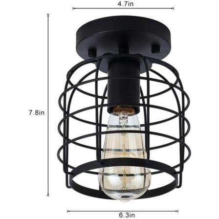 Lys Industriell Retro Metall Bur Taklampe, Flush Mount Hengelampe (Pære Ikke Inkludert, A)