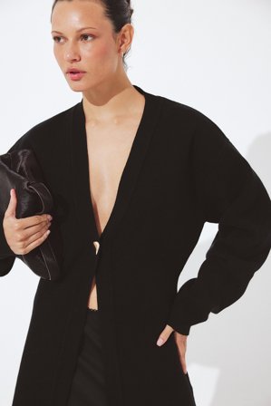 NA-KD Knitted Sculptural Cardigan - Cardigans - Sort - L (EU 42-44)