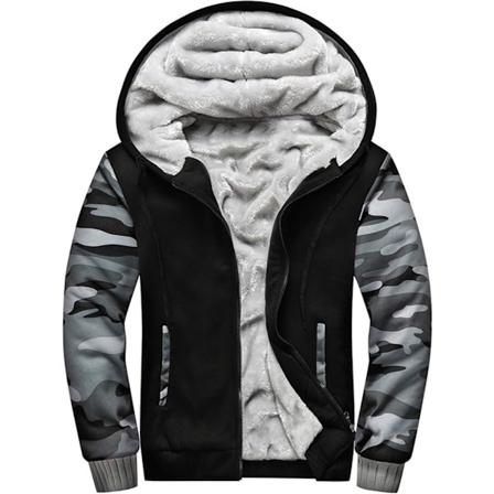 Herre Genser Termisk Sherpa Foret Jakker Vinter Trening Fleece Hoodie Full Zip Ull Varme Tykke Frakker Yttertøy 918grayblack XXL