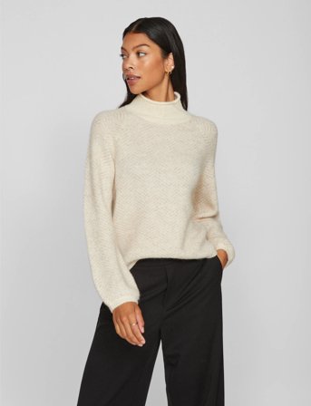 Vila Vilory High Neck L/S Knit Top - Noos - Cream - XXL