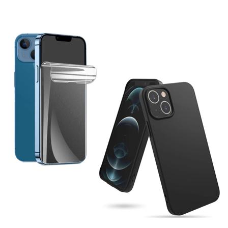Mattbehandlet tynt skall og hydrogel skjermbeskytter iPhone 14 Plus Svart