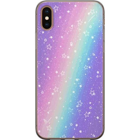 Kompatibel Mobilcover til Apple iPhone X Rainbow-farvet pastelbaggrund med hvide stjerner og glitrende prikker i blød overgang