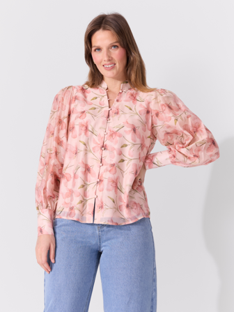 MATCH - Elsa bluse - Marie Philippe - Str. 38 - Dame - Skjorter & Bluser - Rosa - 76% lyocell, 18& nylon, 6% lin