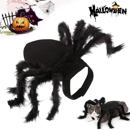 Pet Black Spider Kostume Hund Kat Halloween Spider Cosplay Outfit - Perfet XS (50cm)