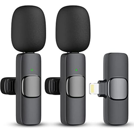 2-pak trådløs Lavalier-mikrofon, kompatibel med iPhone iPad, reversmikrofoner