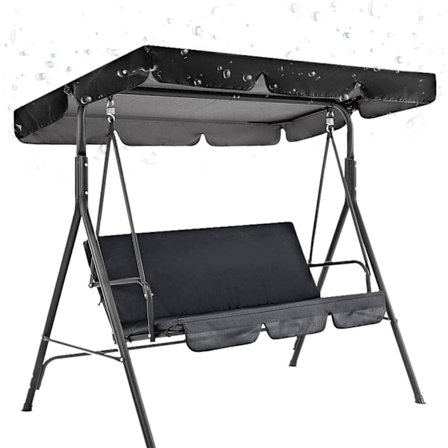 Trädgårdsskydd för sits och ersättningsbaldakin för 3-sitsig trädgårdsgunga, trädgårdsstolsskydd gungstolsskydd Svart