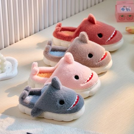 Söta Shark Cotton Tofflor Kvinnliga Förälder Barn Höstvinter