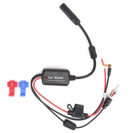 DAB Signalforstærker Bil Stereo Antenne FM AM Radio AMP DC 12V til 24V med 2 ledningsklemmer