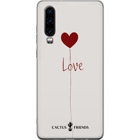 Kompatibelt Mobilskal till Huawei Huawei P30 Cactus and Friends - Love Balloon Minimal