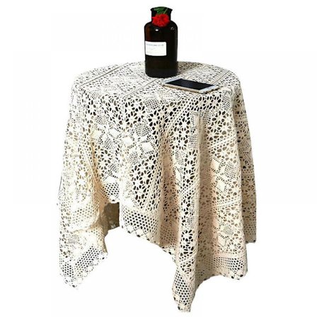 Duk, handgjord virkad bomullsbård rektangulär bordsduk Macrame, babyshowerduk, födelsedagsfest, bröllopsformell matsal, helgdagar