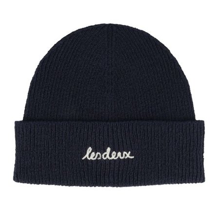 Les Deux - Blå cuff Beanie - Brad Rib Beanie Dark Navy Cuff @ Hatstore