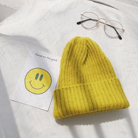 Lämmin talvi neulottu pipo Hatut Naisten talvi Miesten Syksy ja Talvi Villa Pidä Lämpimänä Pehmopaita Unisex Mohair turmeric M 55-58cm