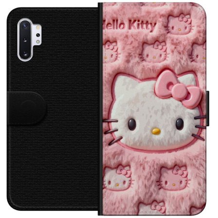 Yhteensopiva Lompakkokotelo Samsung Galaxy Note10+ Hello Kitty vaaleanpunainen pörröinen tausta, jossa on ikoninen kasvot ja kawaii-esteettisyys