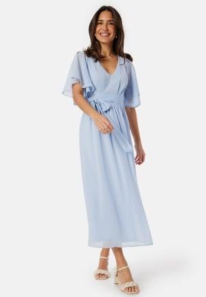 Bubbleroom Occasion - Butterfly Sleeve Midi Dress 34 - Dusty blue - Kläder - Dam