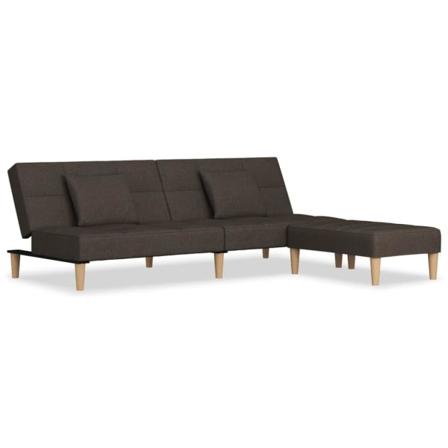 Vidaxl Bäddsoffa 2-sits Med Två Kuddar Och Fotpall Brun Tyg Brun