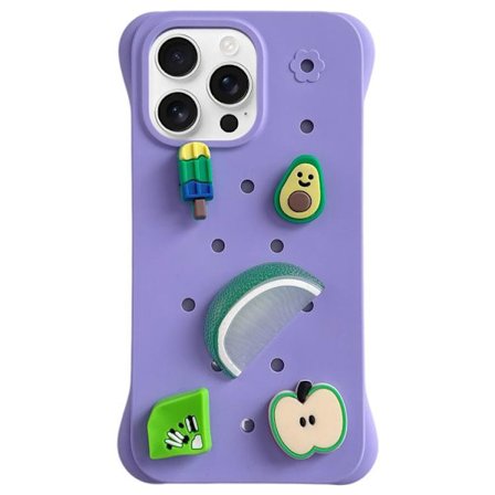 iPhone 16 Pro Max Solid Color Hål DIY Frukt PC Stötsäker Skal