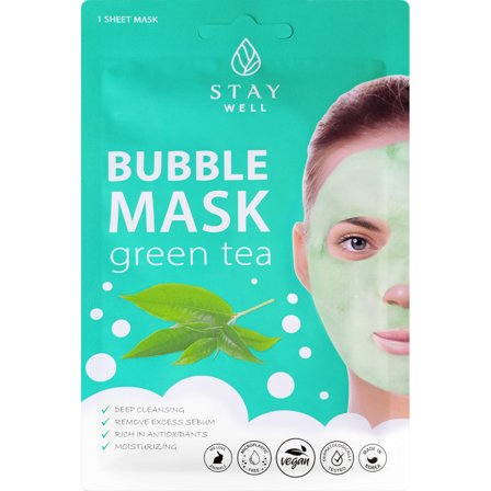 STAY WELL Mask Deep Cleansing Bubble – GREEN TEA 20g - Maschera Purificante viso