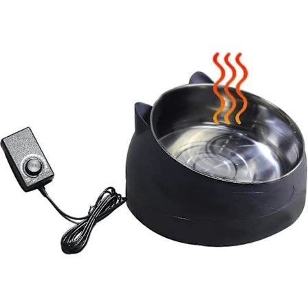 Opvarmet Kæledyrsskål, Vinter Hundeskål, Temperaturjusterbar Opvarmet Vandskål til Hunde/Katte/Kaniner/Kyllinger, Sort
