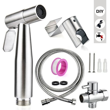 Håndholdt bidet-sprayer for toalett, 7/8" justerbart trykk i rustfritt stål