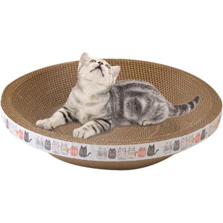 Kradsebræt til katte - Kattekradser | Kattekradser i pap | Katteseng til at kradse | Oval bølgepapmåtte | Formet til katte Kattepap