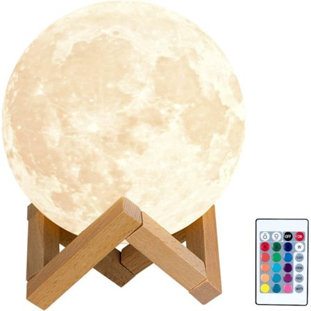 Nattlys for barn - Månelampe, julelys - lavalampe, berørings- og fjernstyrt