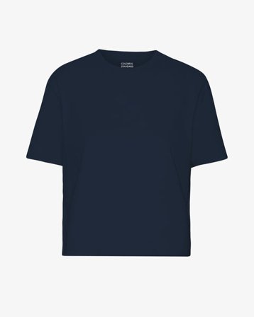 Organic Boxy Crop Tee - Navy Blue - Female - S