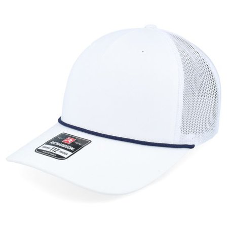 Richardson - Vit trucker Keps - Rope 112fpr Solid White/Navy Rope A-Frame Trucker @ Hatstore