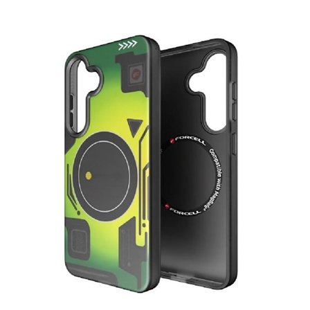 Forcell telefontaske til Galaxy S25 Magsafe Levels - Cyber Green