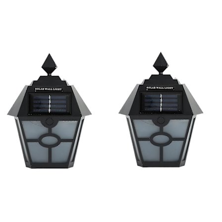 2 stk Solcelledrevne Udendørslamper, Lysføler Automatisk Til/Fra Sort Varmt Hvid
