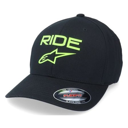 Alpinestars - Svart flexfit Keps - Ride Transfer Hat Black/Green Flexfit @ Hatstore