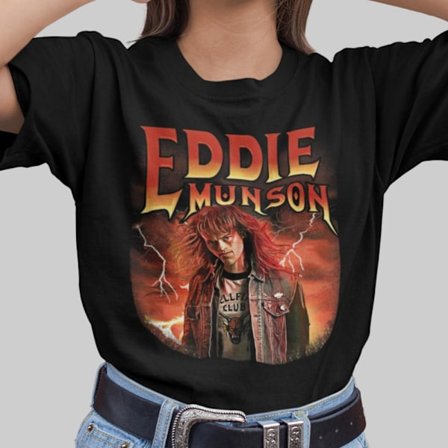 Svart T-shirt - Eddie Munson Stranger things metal Hellfire club