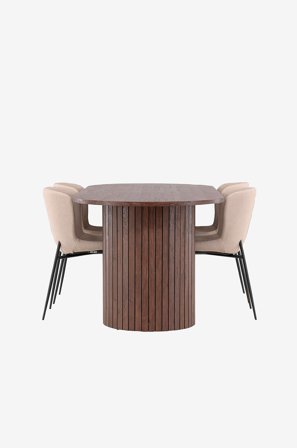 Venture Home - Härön spisebord med Modesto spisestol - Beige - Spisegruppe 4 personer - Fra Homeroom