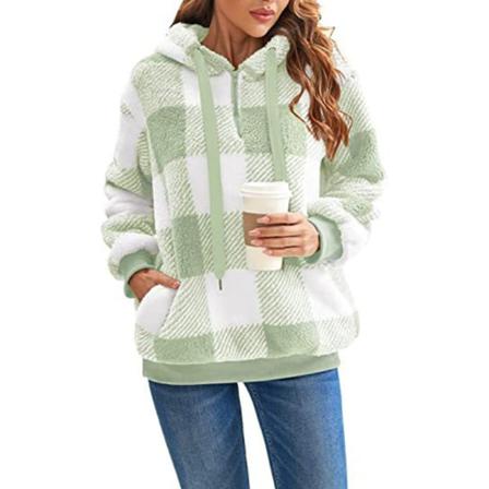 Damer Med Fickor Fleece Fuzzy Sweatshirt Coat Zipper Pullover
