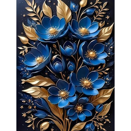 Diamond Art Kits för vuxna, Blå blomma Diamantmålningssatser för vuxna Nybörjare, Full Drill Round Paint by Diamonds Dot Gem Art för Hemväggdekor