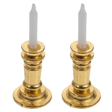2 stk Mini Lysestake Pynt DIY Miniatyr Lysestake Dekor Unik Barnegave Gull 1,2X1,2X4CM Golden 1.2X1.2X4CM