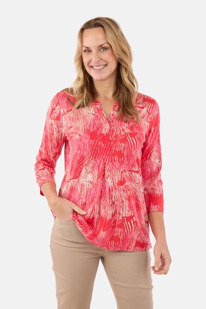 BRANDTEX - 3/4 Ærmet T-shirt - Koral - Grafisk Mønster